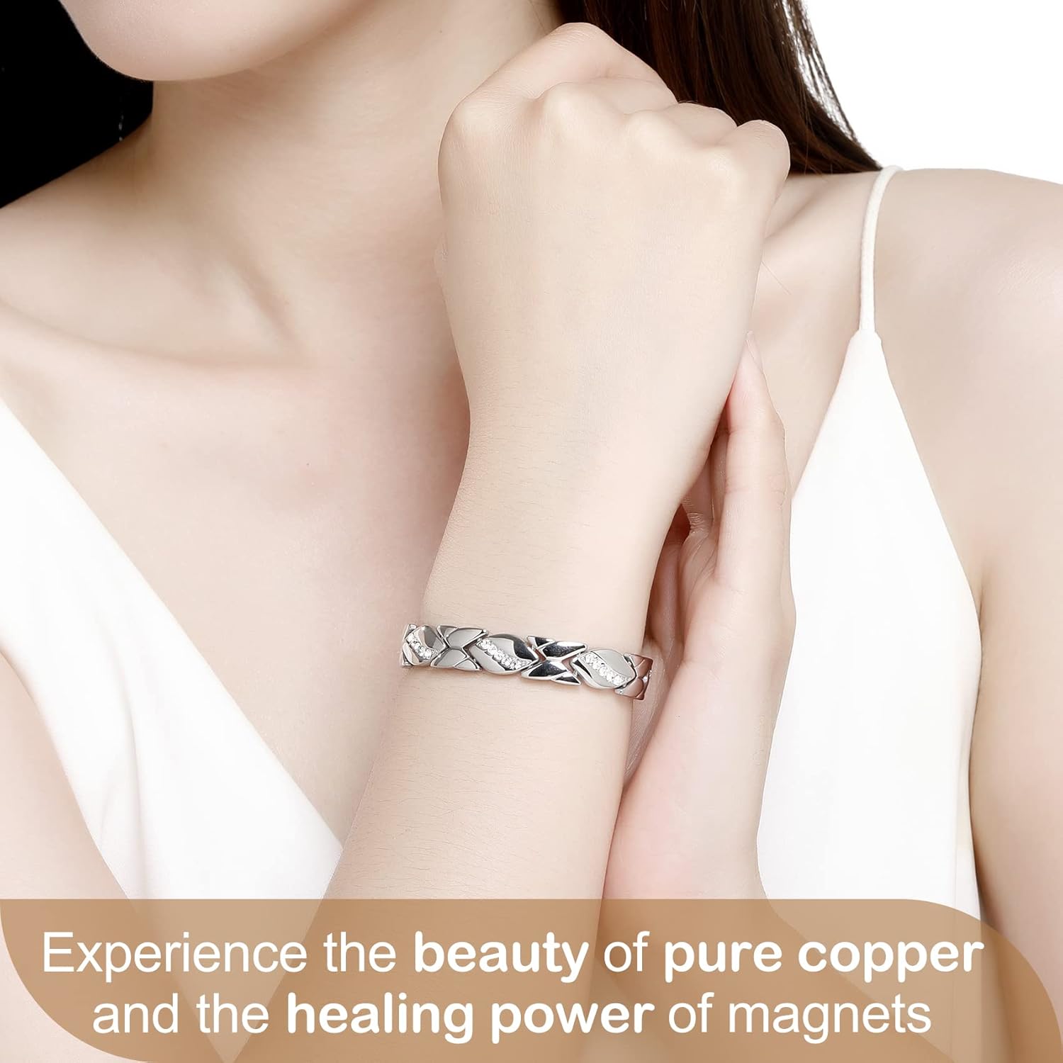 Feraco Copper Bracelets for Women, 99.99% Pure Copper Magnetic Bracelets with Effective Neodymium Magnets, Adjustable Jewelry Gift with Sizing Tool - Image 5