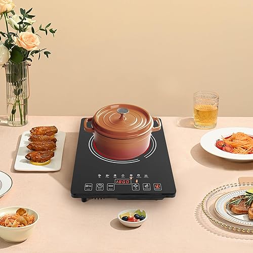 Miniatura 7 de Placa de cocina eléctrica de 1800 W, estufa eléctrica de 110 V, control táctil LED de un solo quemador, bloqueo para niños y protección contra