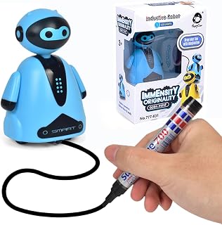 ynapmoc Innovative Sensor Robot Toy, LED Light Educational Interactive STEM Toy, Automatic Black line Tracking, Children can Operate it by Drawing