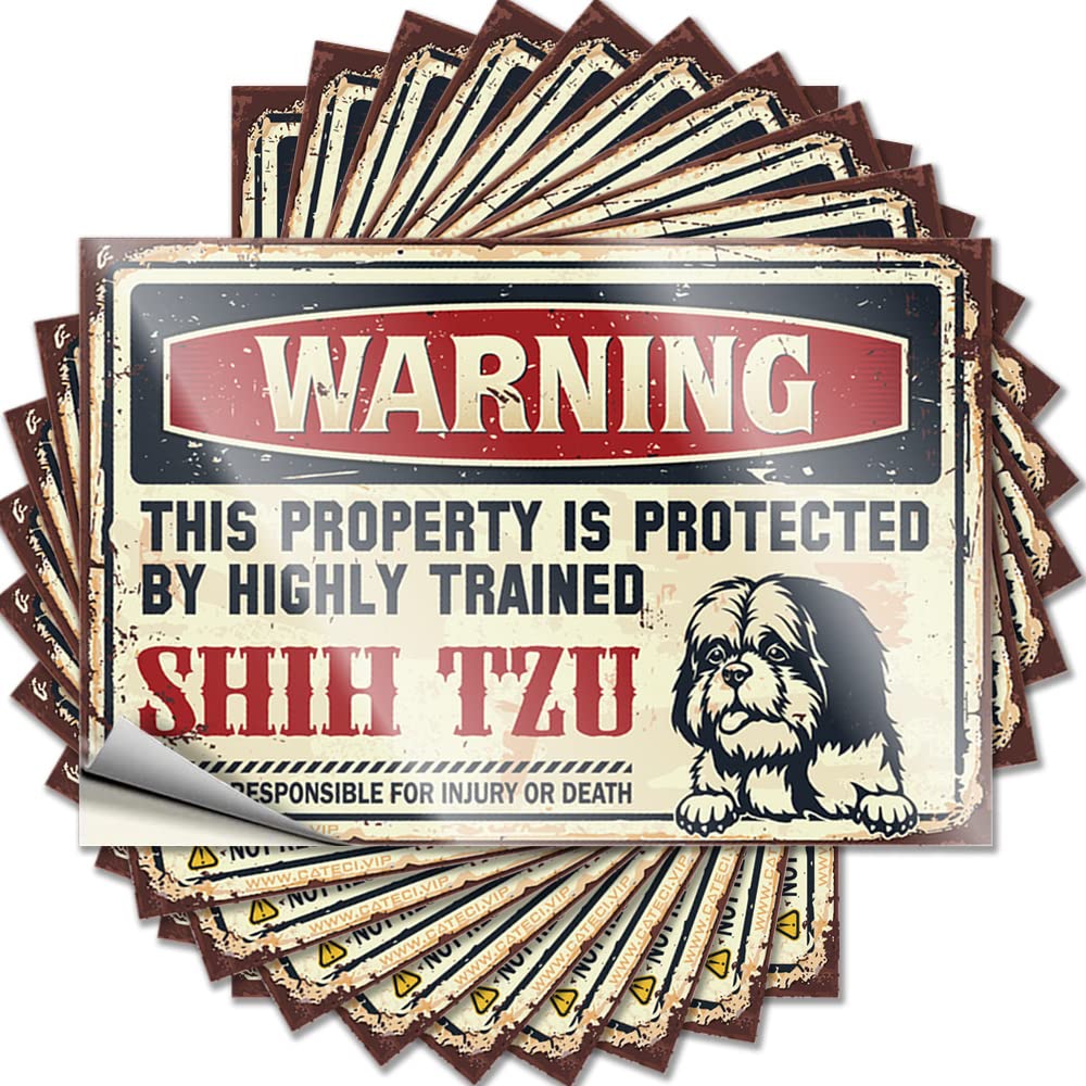Car Stickers Funny Warning This Property is Protected By A Highly Trained Shih Tzu Funny Sticker 10 Pcs Decor for Man Cave Stickers for Cars(6X9CM)