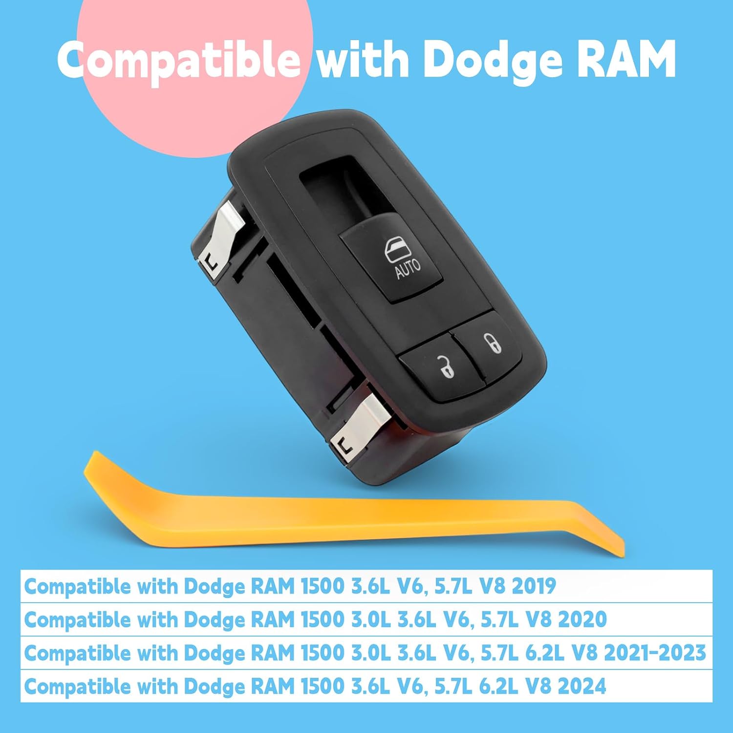 68320751AA Passenger Side Power Window Switch Compatible with Dodge RAM 1500 2019-2024 Right Front Door Windows Control Switch Replaces 920-542