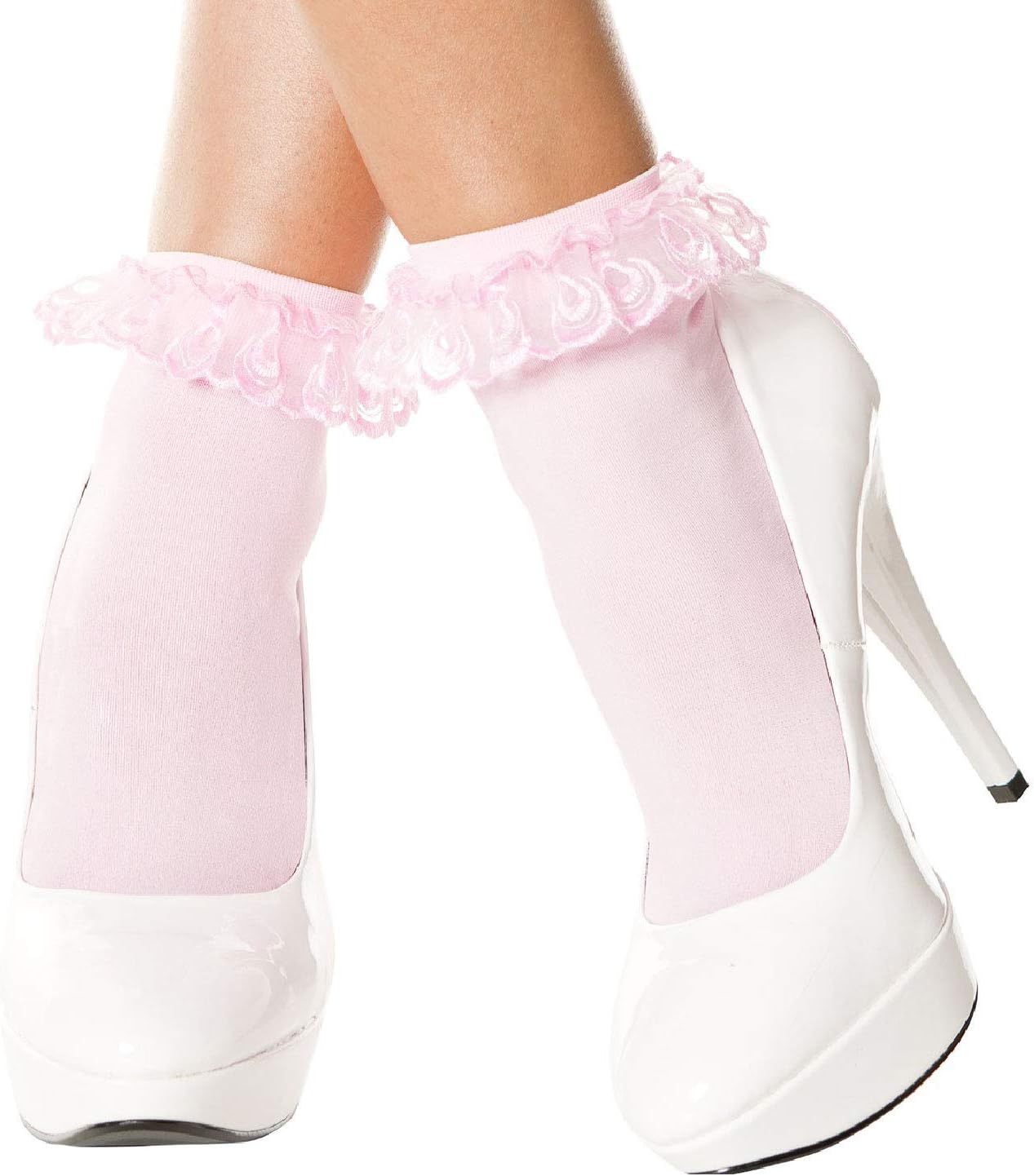 Music Legs Women's Lace Ruffle Opaque Anklet