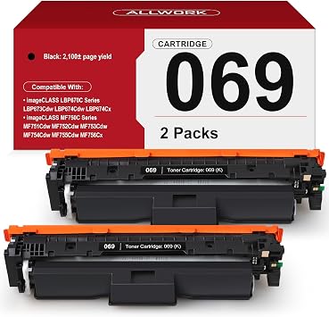 069 Toner Cartridge with Chip Compatible Replacement for Canon 069 069 H Works for Canon Color ImageCLASS MF753Cdw MF751Cdw LBP674Cdw LBP674C MF750C LBP674C Series Printer 2 Pack Black