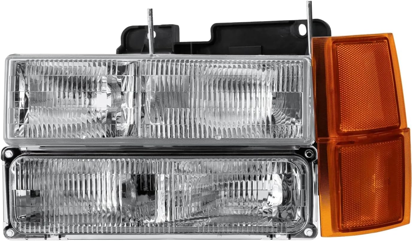 MOSTPLUS Pair Headlight Assembly Compatible with 1994-1999 Chevy C1500 C2500 Suburban K1500 K2500 Silverado Headlights Headlamps