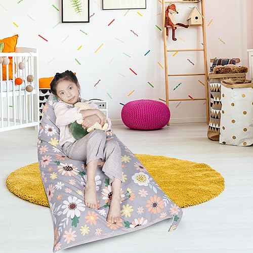 Miniatura 75 de LOLOMLO Funda para puf de almacenamiento de animales de peluche, terciopelo rosa, organizador de asiento para niños, adolescentes y adultos, sofá