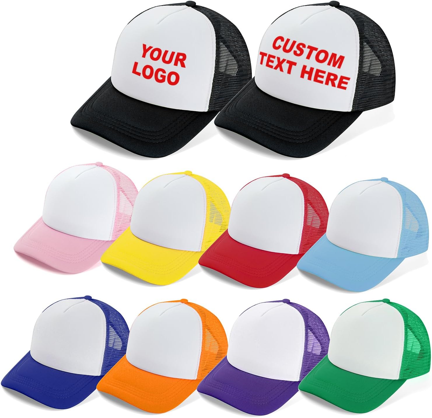 10 Pcs Trucker Hats Blank Baseball Cap Mesh Polyester Bulk Trucker Hat for Men and Women