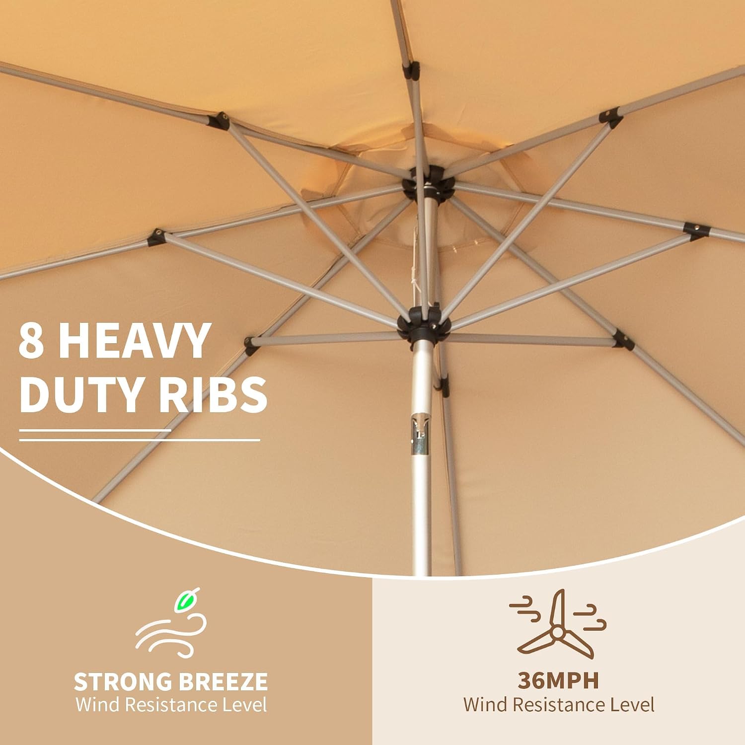LIFE SKY 10FT Patio Umbrella: Push Button Tilt & Crank Lift Outdoor Market Umbrella - 8 Ribs Aluminum Frame & 180G Polyester Fabric for Garden Deck Backyard Commercial Use
