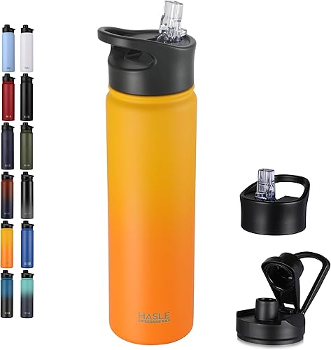 Miniatura 26 de HASLE OUTFITTERS Botella de agua deportiva de acero inoxidable de 32 onzas, aislada al vacío, de doble pared, a prueba de fugas, con 2 tapas (tapa