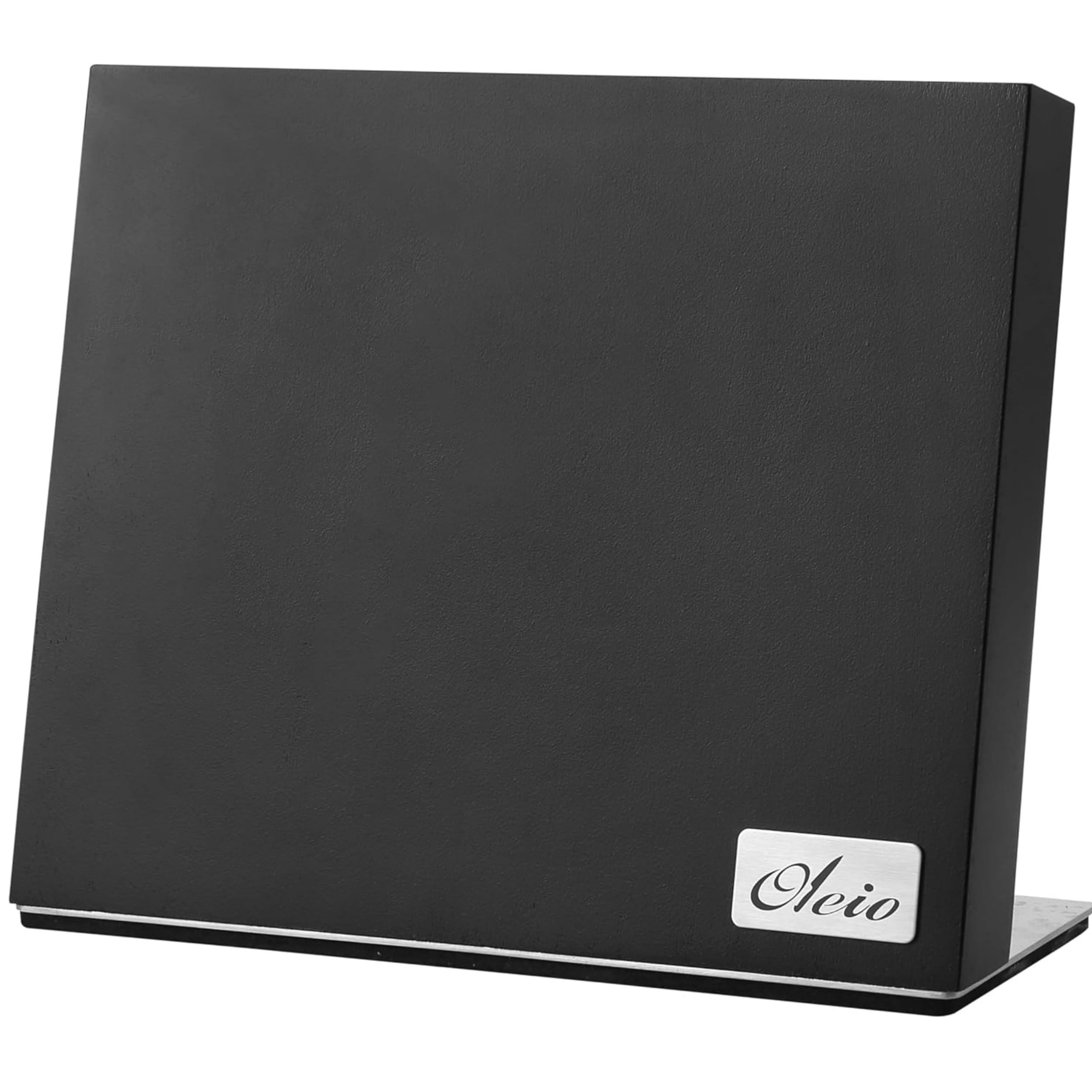 OLEIO Bloc à couteaux magnétique noir en bois d'acacia pour 6 couteaux, avec aimant puissant, base en acier inoxydable et base antidérapante, porte-couteaux pour couteaux de cuisine et couteaux