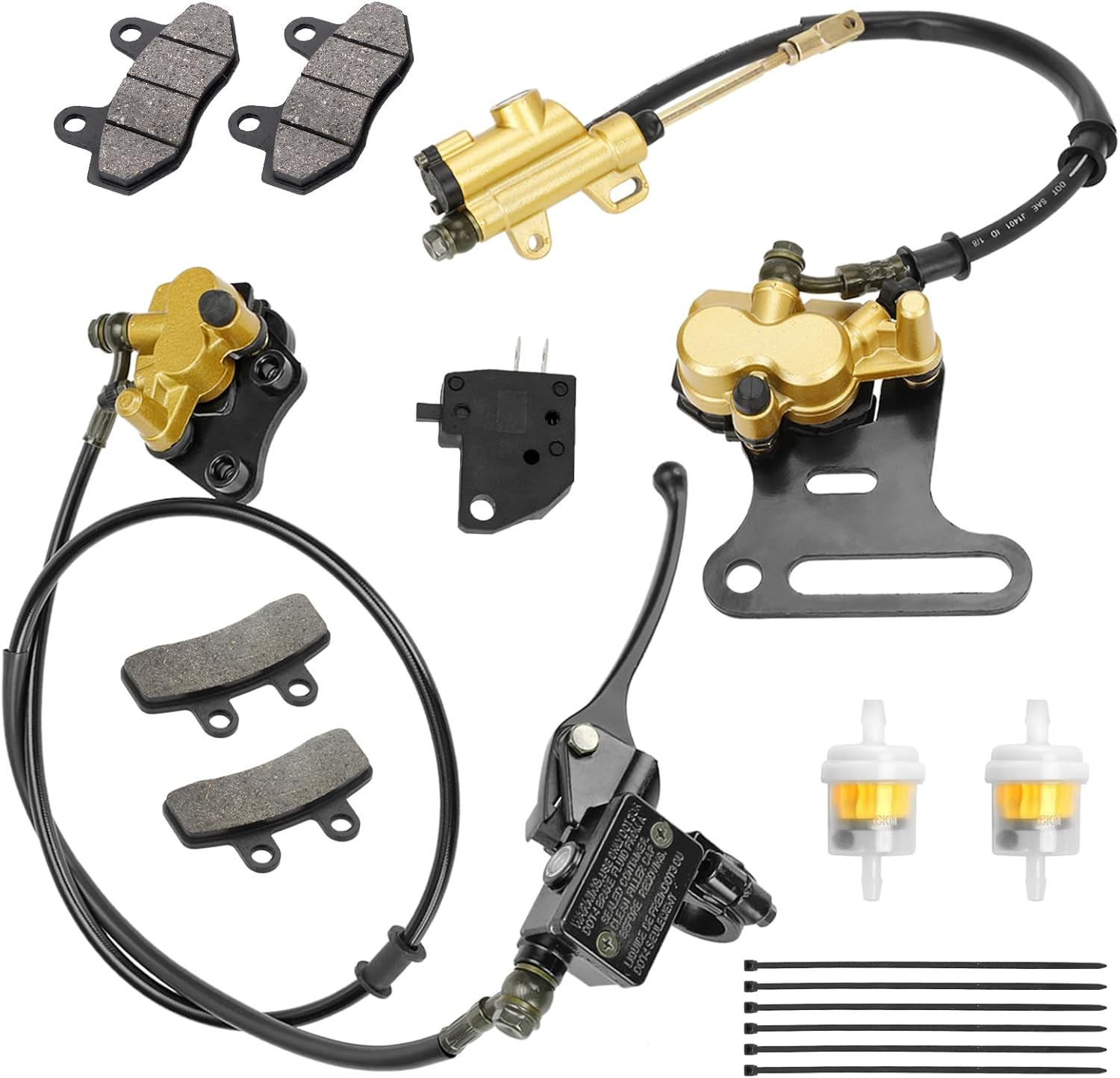 Pit Bike Front Brake & 12mm Rear Hydraulic Disc Brake Caliper Assembly Compatible with Apollo SSR 125cc 110cc Tao Tao Coolster Roketa X-pro 4-Stroke 50cc 70cc 90cc Chinese Dirt Bike Parts