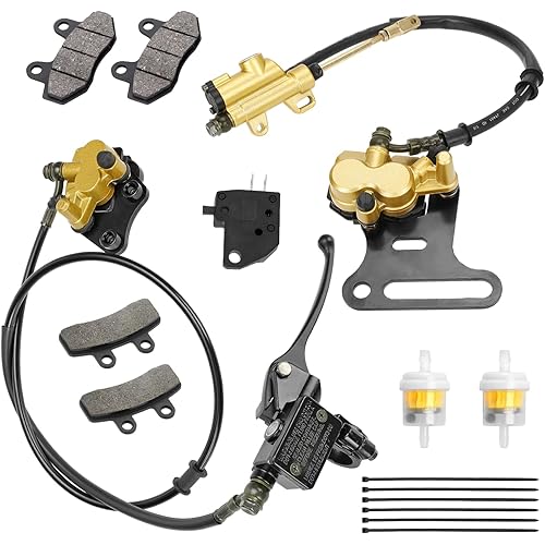 Pit Bike Front Brake & 12mm Rear Hydraulic Disc Brake Caliper Assembly Compatible with Apollo SSR 125cc 110cc Tao Tao Coolster Roketa X-pro 4-Stroke 50cc 70cc 90cc Chinese Dirt Bike Parts