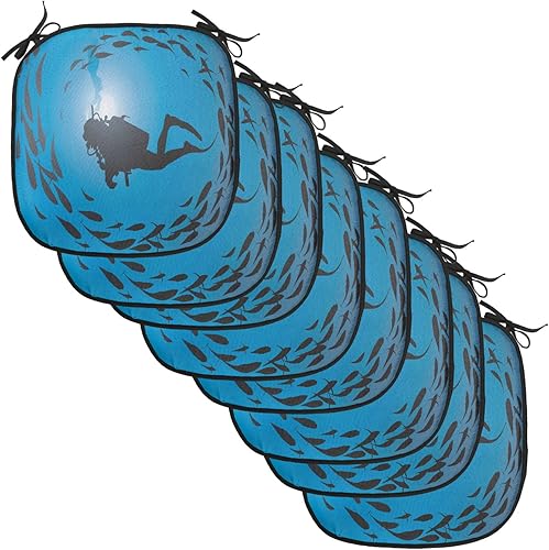 Miniatura 150 de Lunarable Cojín retro para silla, dibujo de chica a la moda en tierra primavera campo margaritas arte, acolchado de asiento para cocina y patio con