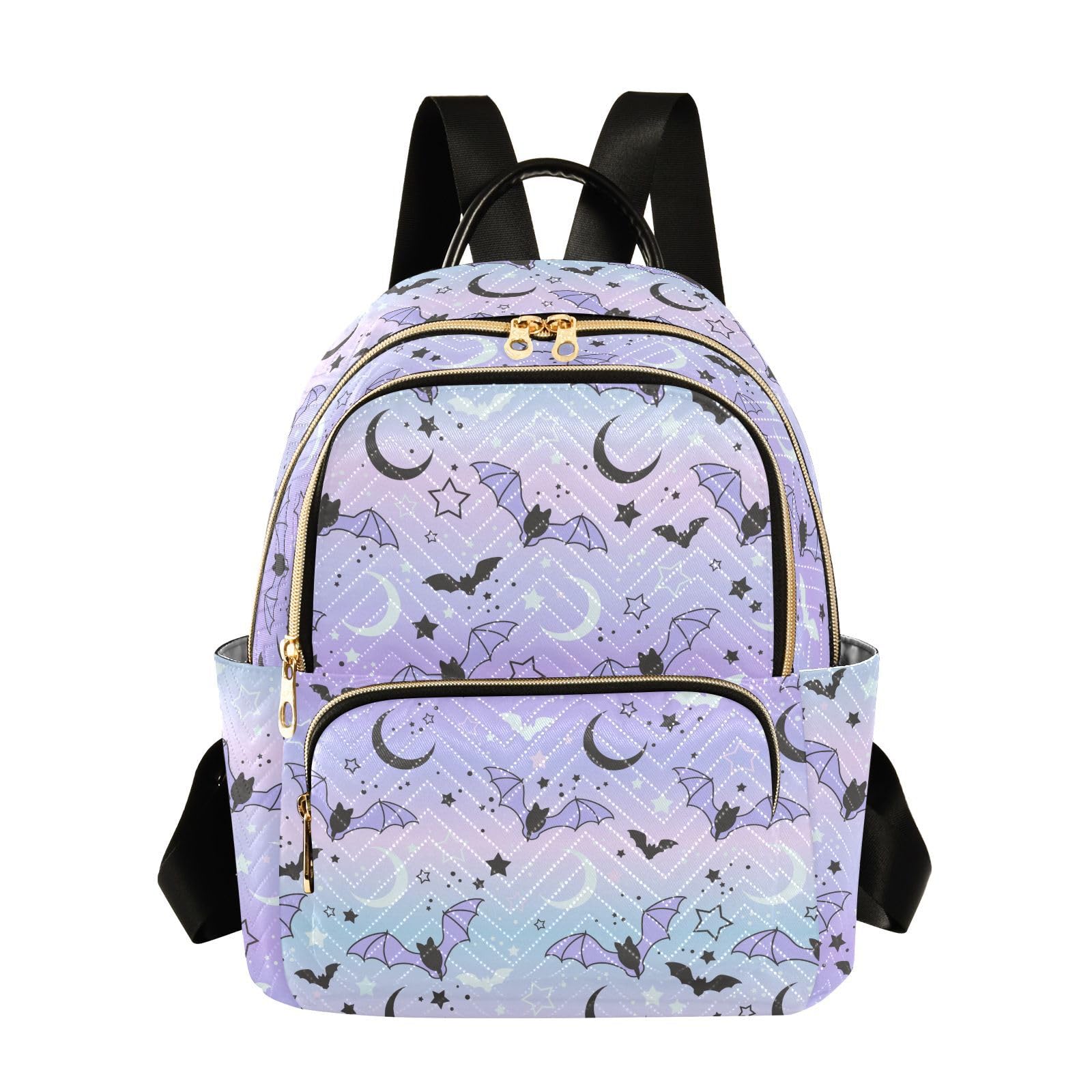 Purple Bat Moon Mini Backpack Fashion Purse for Women,M