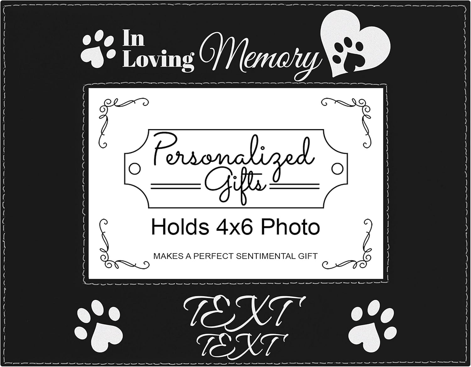 Loss Of Loved One Gifts In Loving Memory Pet Memorial Frame With Custom Text Personalized 4x6 Laser Engraved Leatherette Photo Frame Black