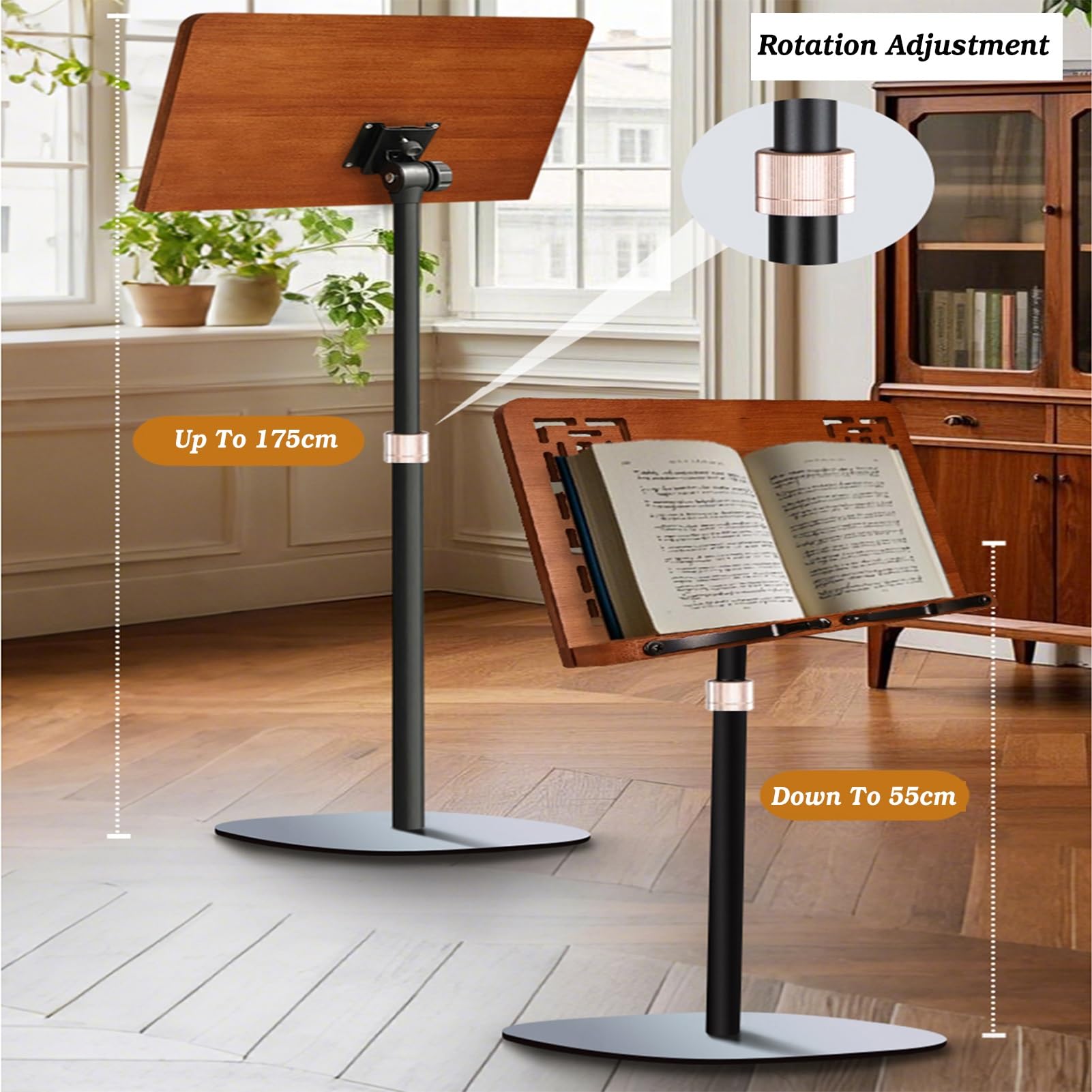 Generico Leggio da Pavimento Regolabile (55-175 cm) - Supporto per spartiti e Libri Girevole a 180° per casa e Ufficio - Design Versatile ed ergonomico (Colore 1)