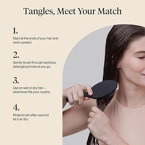 Miniatura 7 de Kitsch Cepillo desenredante para cabello húmedo y seco, cabello rizado o liso, cepillo desenredante con cerdas flexibles para el cabello, cepillos