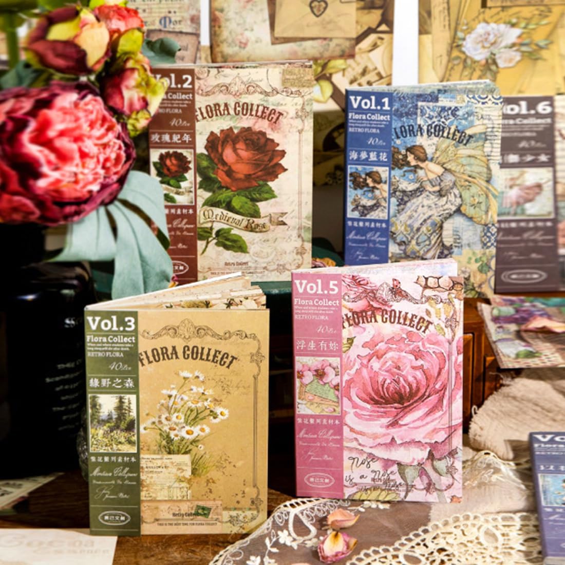 160Pcs vintage scrapbook supplies Set,4 styles of design Mixed Special Paper for Letter Writing,Double-sided scrapbook paper, DIY Junk Journal