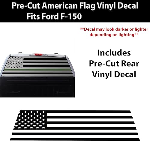 Miniatura 9 de BOGAR TECH DESIGNS Calcomanía de vinilo precortada para ventana lateral envejecida de la bandera estadounidense compatible con Ford F-150 F150