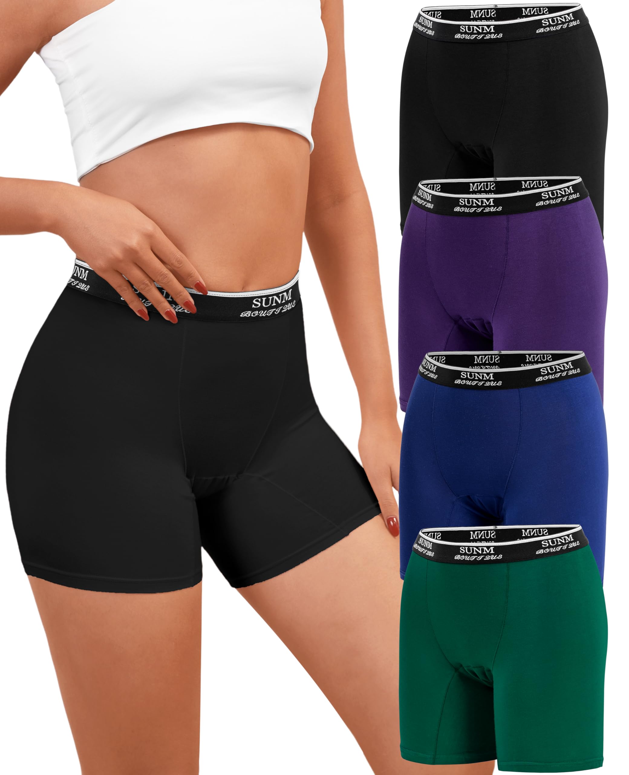 Sunm Boutique High Waisted Womens Boxer Briefs Modal Boy Shorts Underwear for Women