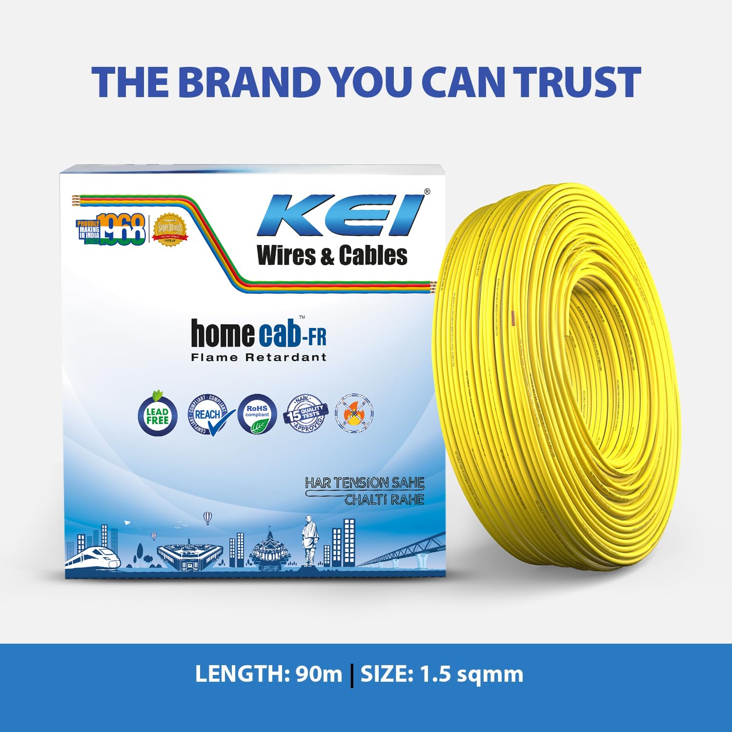 KEI Homecab Wire - 90m Yellow Electrical Cable -6