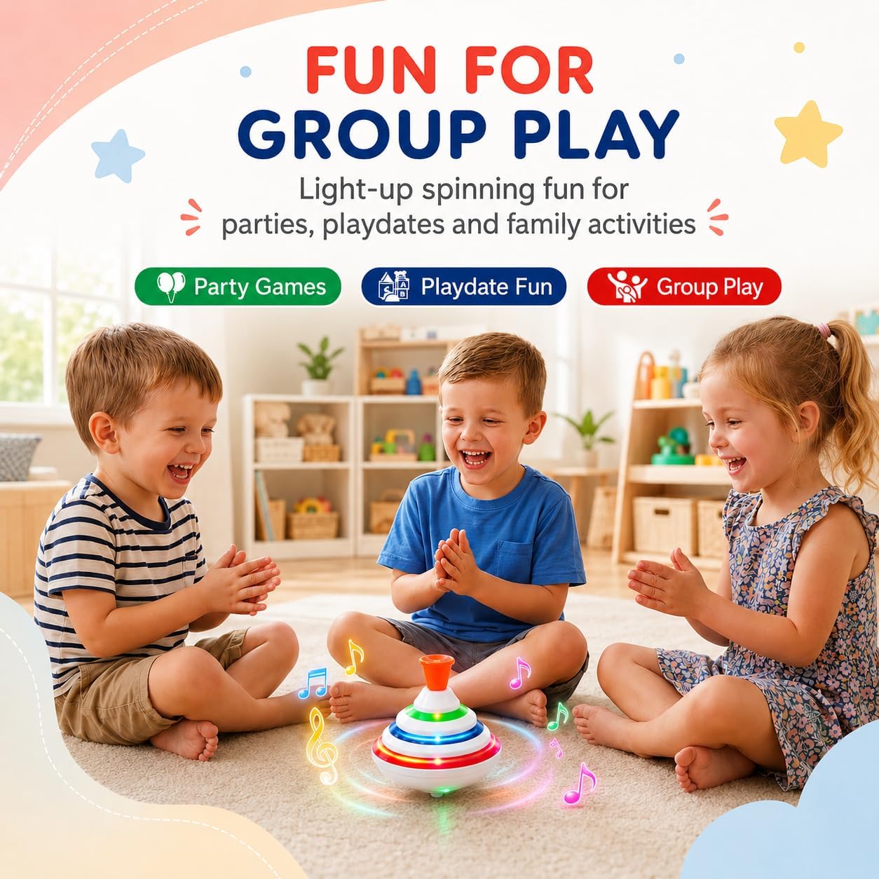 STOBOK Spinning Top Toy with LED and Music Peg-top Hand Spinner Gyro Toy Gift for Kids