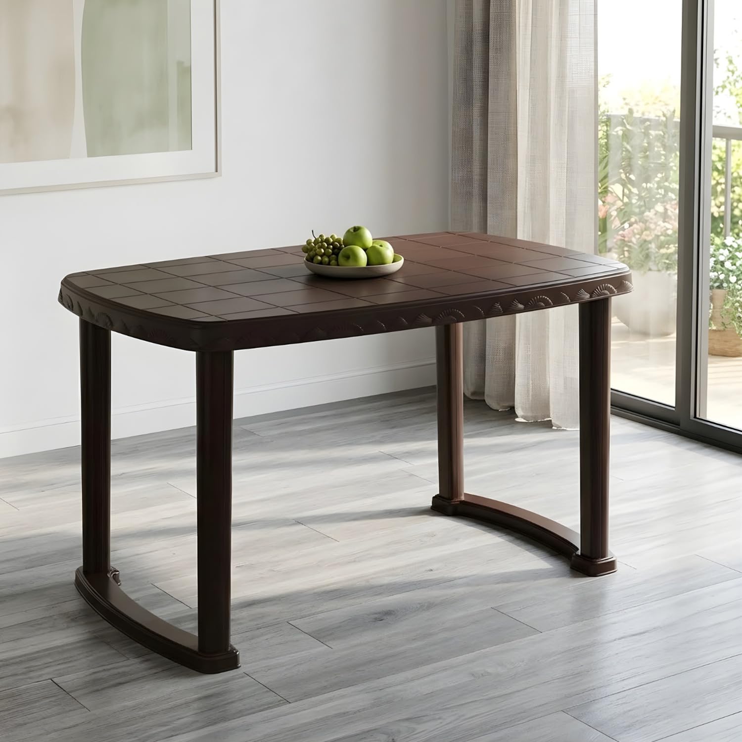Nilkamal Shahensha Rectangular 4 Seater Virgin Plastic Dining Table for Dining Room|Indoor & Outdoor|Home Office|Hotel, Café and Restaurants|1 Dining Table|Color Weather Brown-image-21