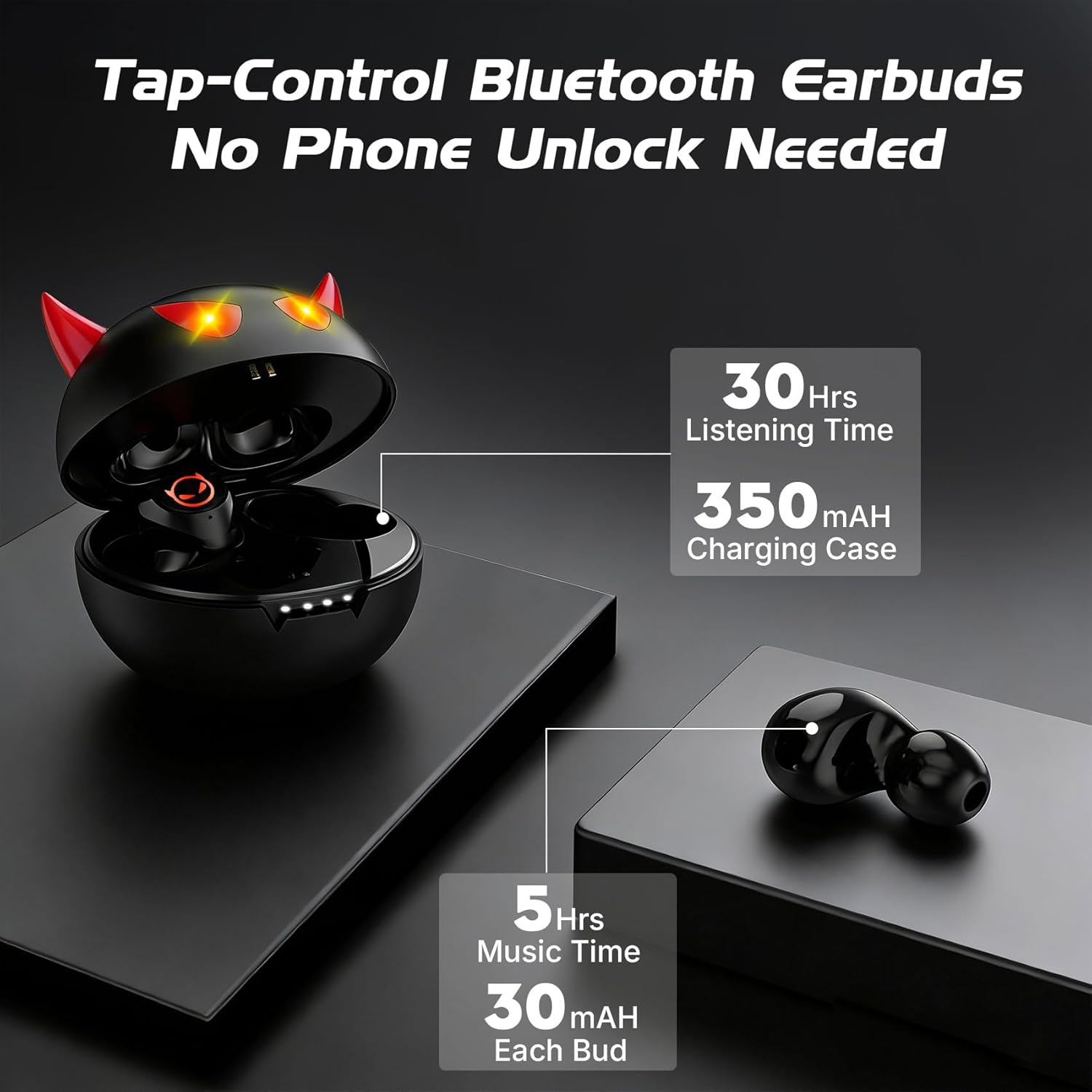 Wireless Earbuds, Bass Stereo Blue tooth 5.3 in ear headphones, Bluetooth ear buds, Kids Headphones 35H Playtime,Sensitive Touch Control Earbuds Wireless bluetooth,IPX5 Waterproof Earpods(Black) - Image 3