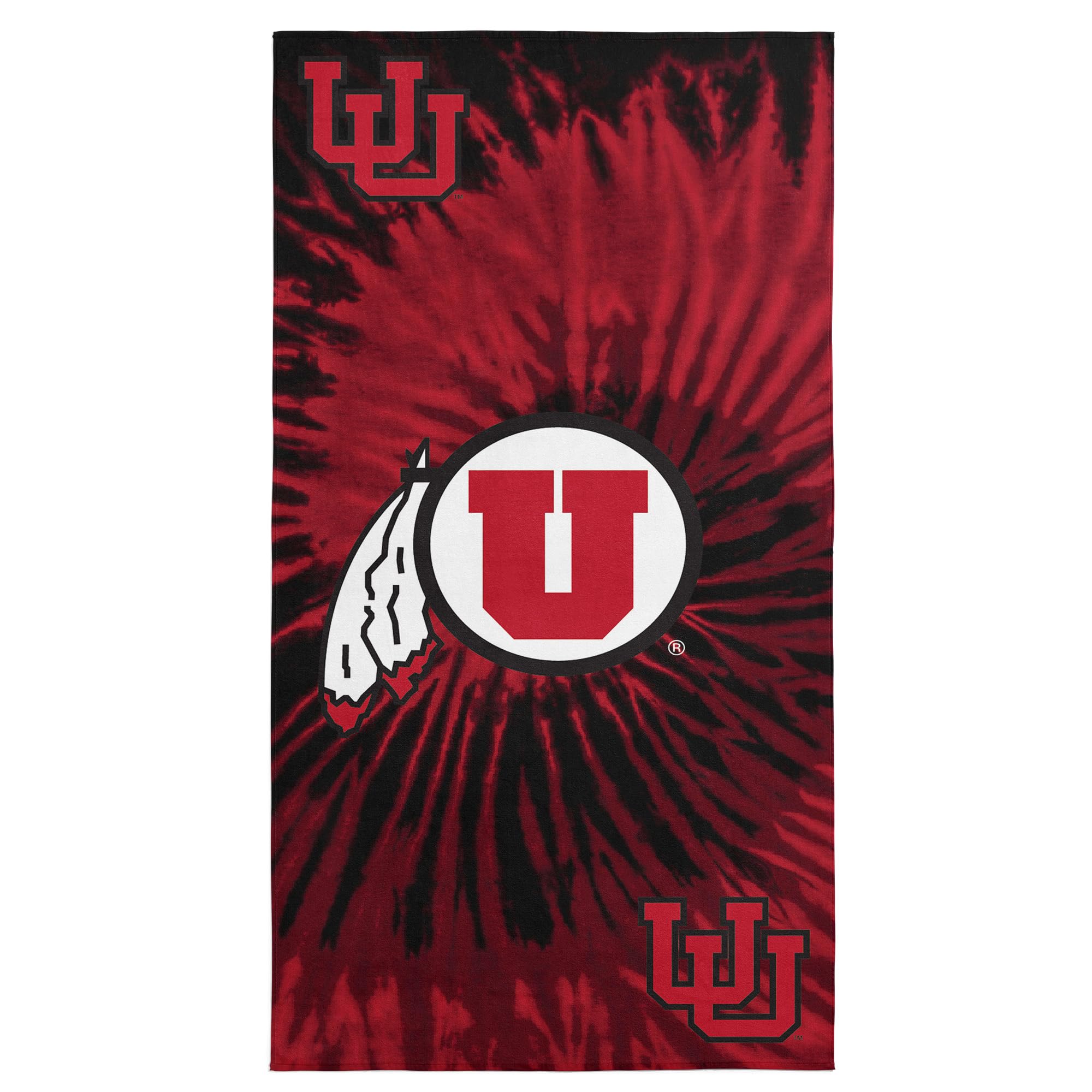 Northwest NCAA University of Utah Psychedelic Beach Towel, Soft &amp; Absorbent Pool Towel, Quick Dry, 30 x 60 inches