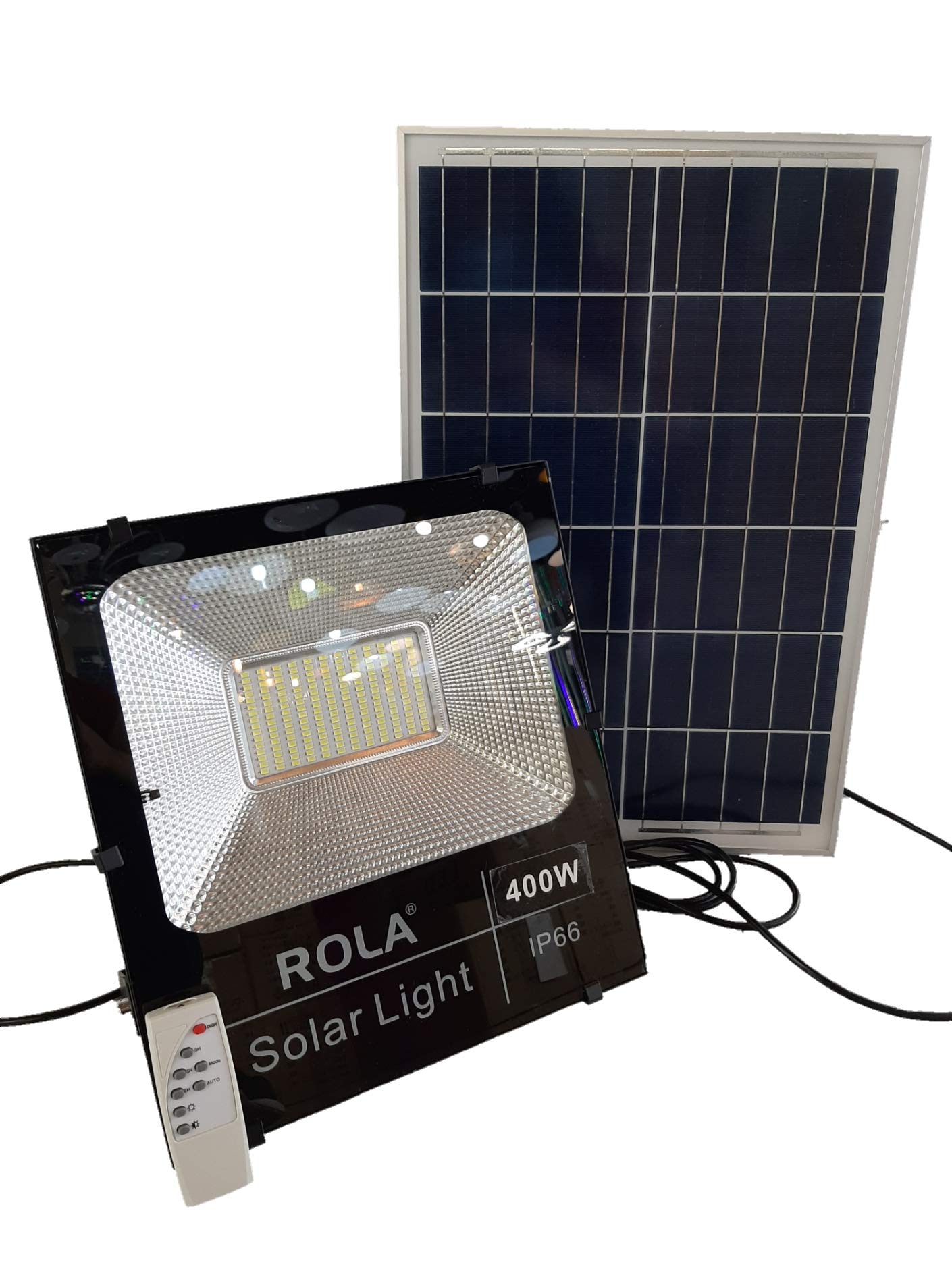 ROLA SFL400W DAYLIGHT, SOLAR LED FLOOD LIGHT, WATERPROOF SOLAR LED LIGHT with SOLAR PANEL and REMOTE