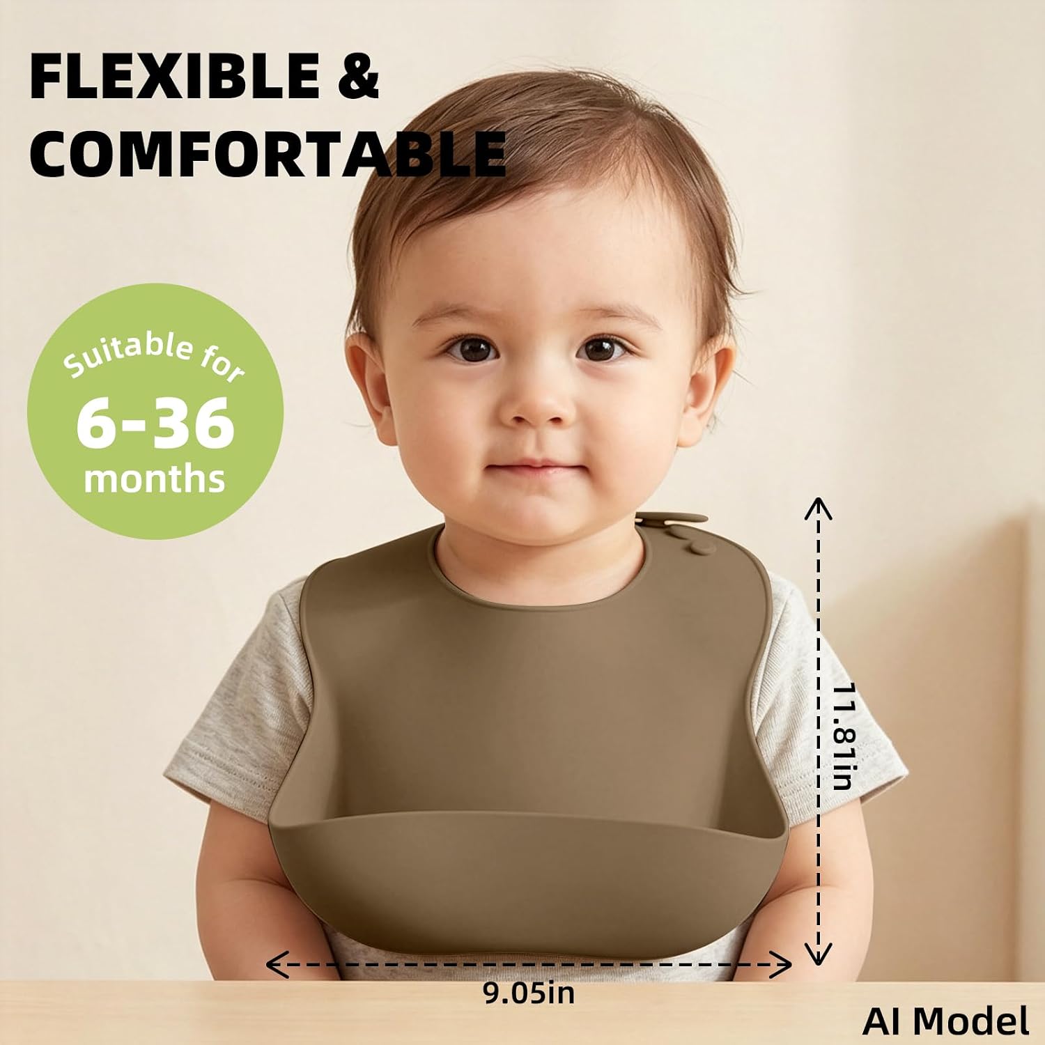 Silicone Bibs for Babies Toddler Set of 3, BPA Free, Soft Adjustable Waterproof Bibs for Feeding Essentials