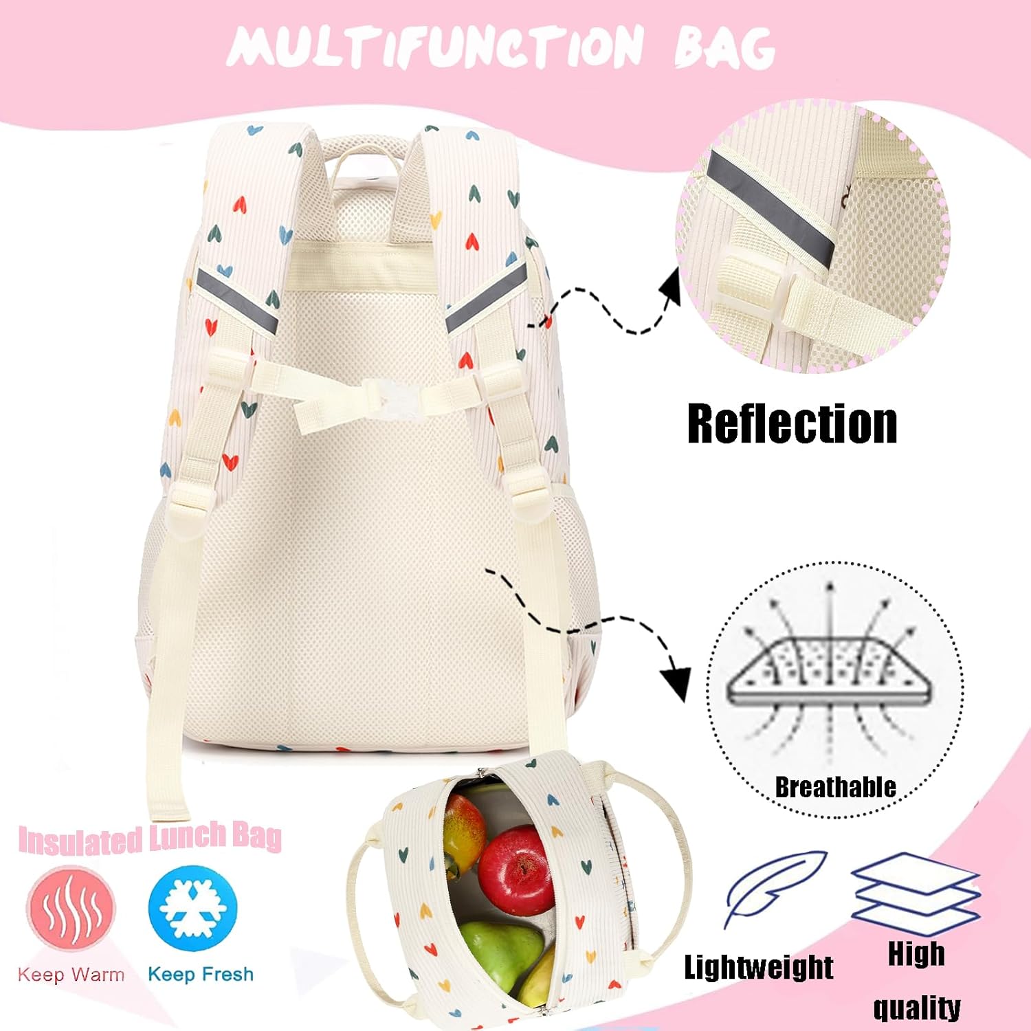 Girls' Elementary School Backpack with Lunch Box - Back to School Bag Bookbag - Image 6