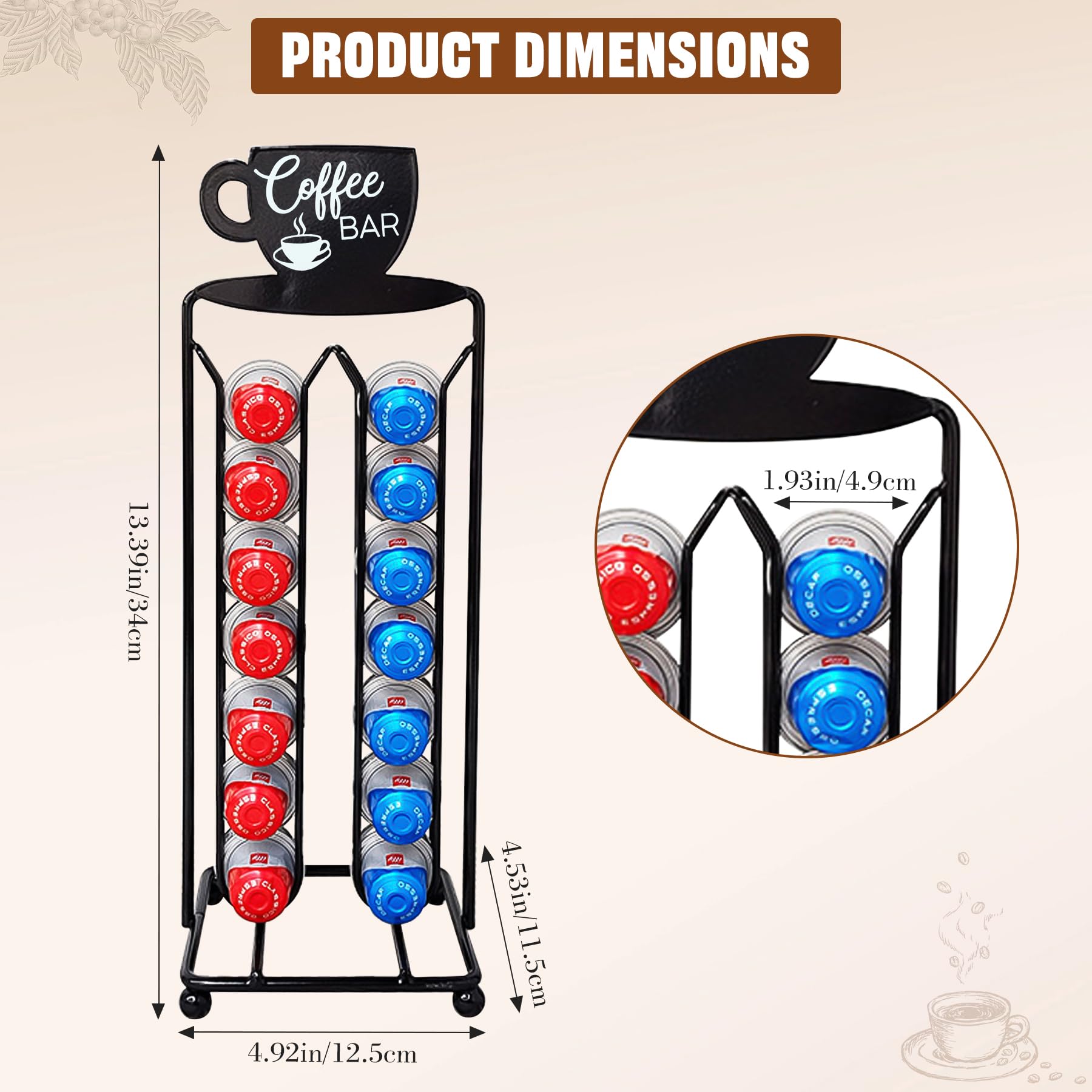 Soporte para 28 cápsulas de café para cápsulas Nespresso, soporte para cápsulas de café compatible con soporte de cápsulas Nespresso, soporte para cápsulas, almacenamiento de cápsulas fith