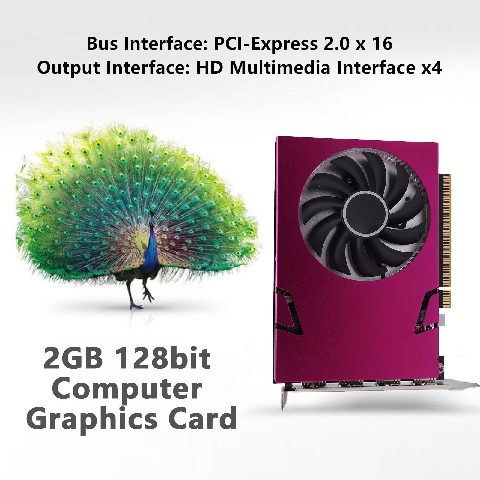 Goshyda Karta graficzna 4 HDMI Multi Monitor dla Wi Ndows 7/10, 2 GB DDR3 128bit PCIe 2.0 z 10-bitowym kolorem i obsługą HDR - Biuro, Projekt, Klasyczny GPU do gier (nie wymaga
