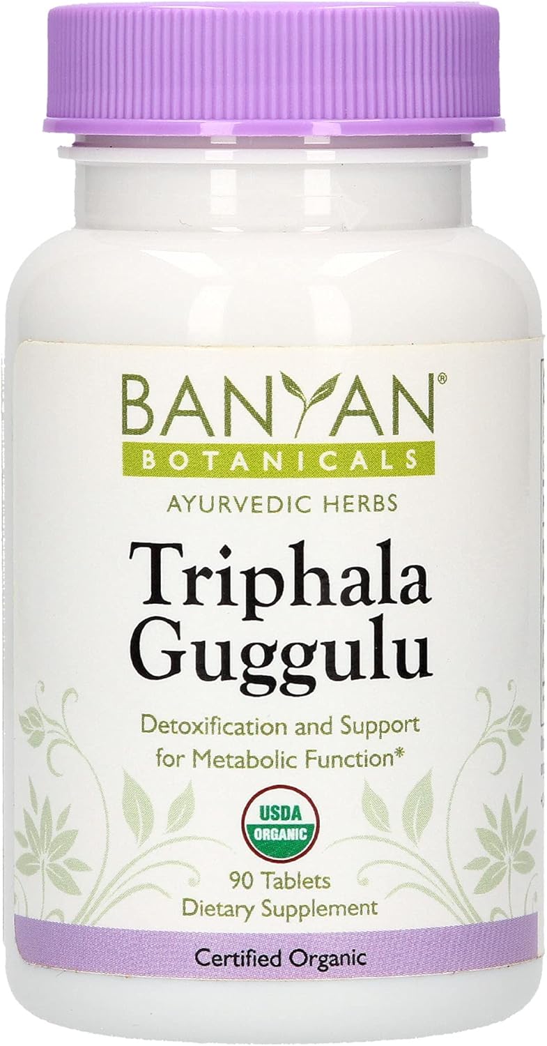 Banyan Botanicals Triphala Guggulu – Organic Triphala Supplement with Guggulu & Pippali ­­– Metabolism Supplement to Support Healthy Digestion & Detox* – 90 Tablets – Non-GMO Sustainably Sourced Vegan : Health & Household