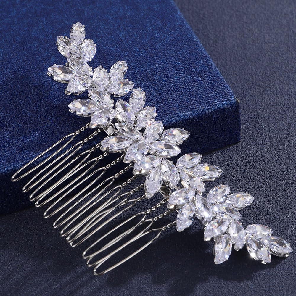 Missgrace Bride Wedding Silver Hair Comb Bridal Headpieces Full Rhinestone Hair Pieces Bridesmaid Side Hair Combs Hair Accessories for Women - Image 2