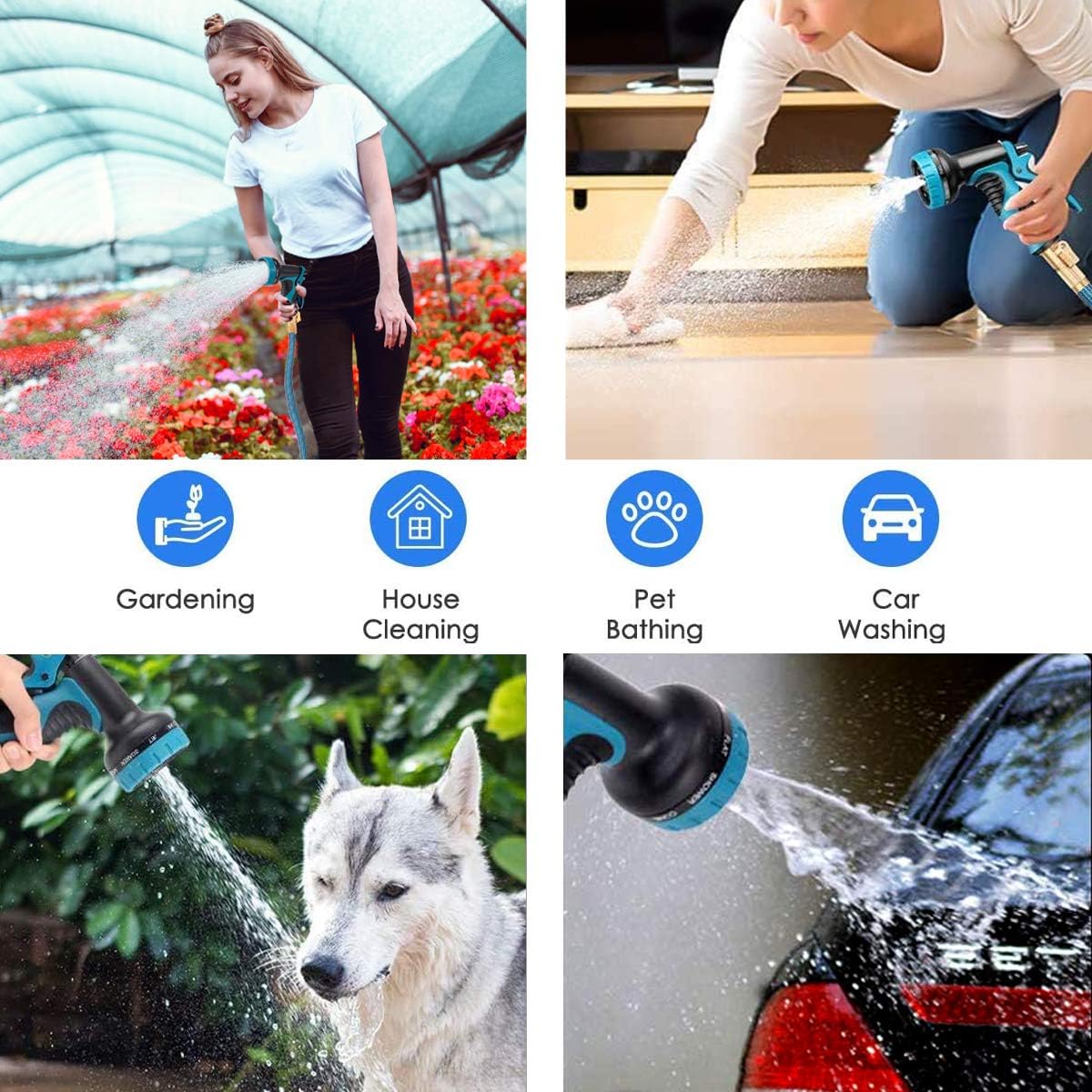 SnugNiture 100FT Expandable Garden Hose with 10 Function Spray Nozzle, Superior Strength 3750D No-Kink Expanding Pipe, Leakproof Lightweight Water Hose with 3/4" Solid Connector : Patio, Lawn & Garden