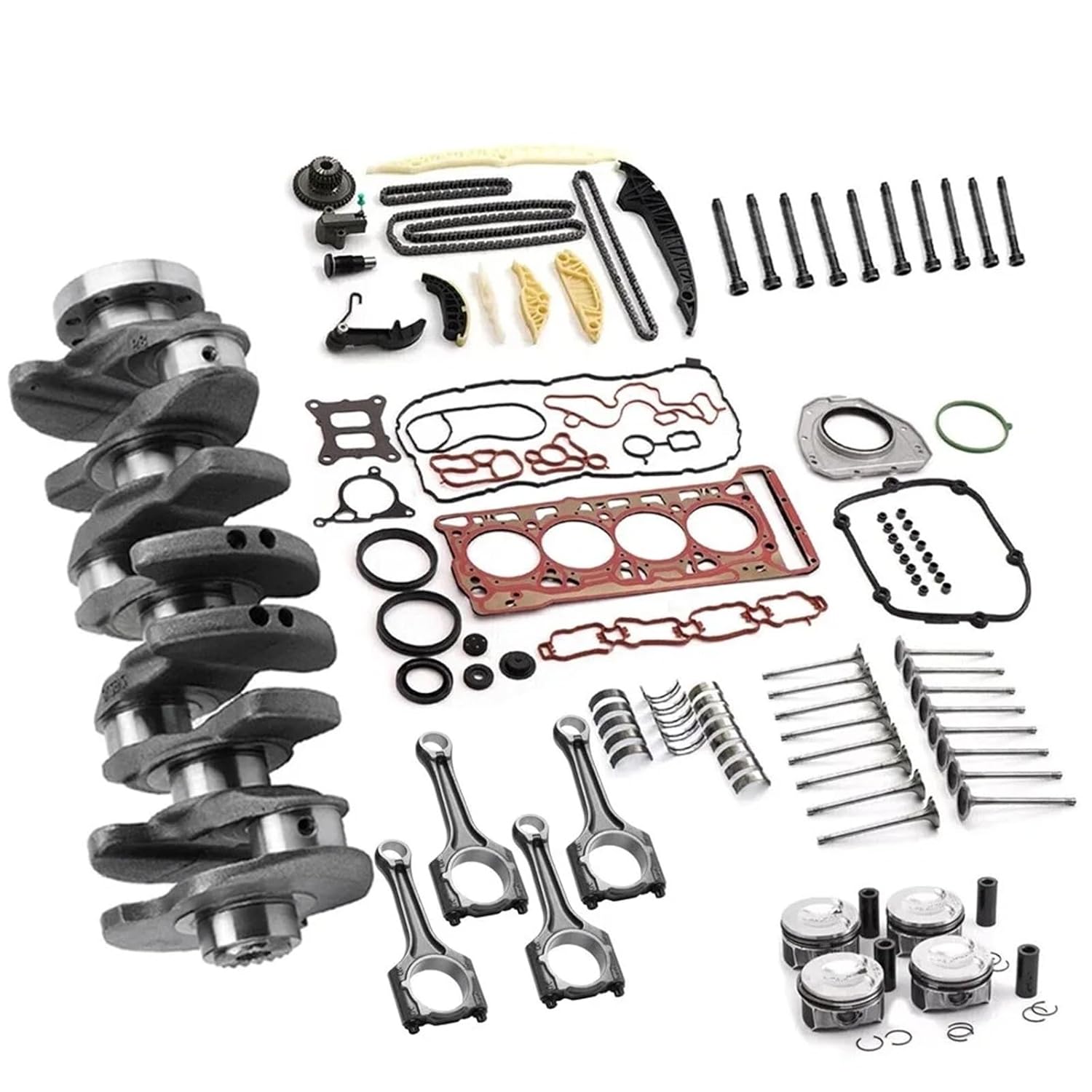 Engine Part Rebuild Connecting Rods and Bearings Timing Chain Kit Crankshaft Fit 2.0 L L4 Gas EA888 for VW Audi CNC CHH CNT .0L