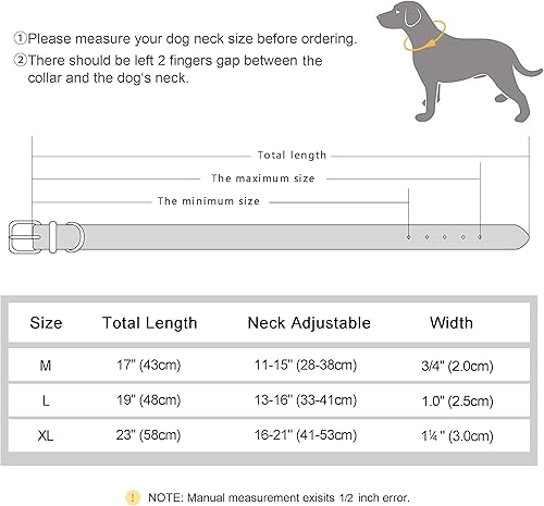 Miniatura 7 de Didog Collar de perro de cuero acolchado suave y transpirable con soporte para Airtag, collar de perro resistente con hebilla de metal para perros