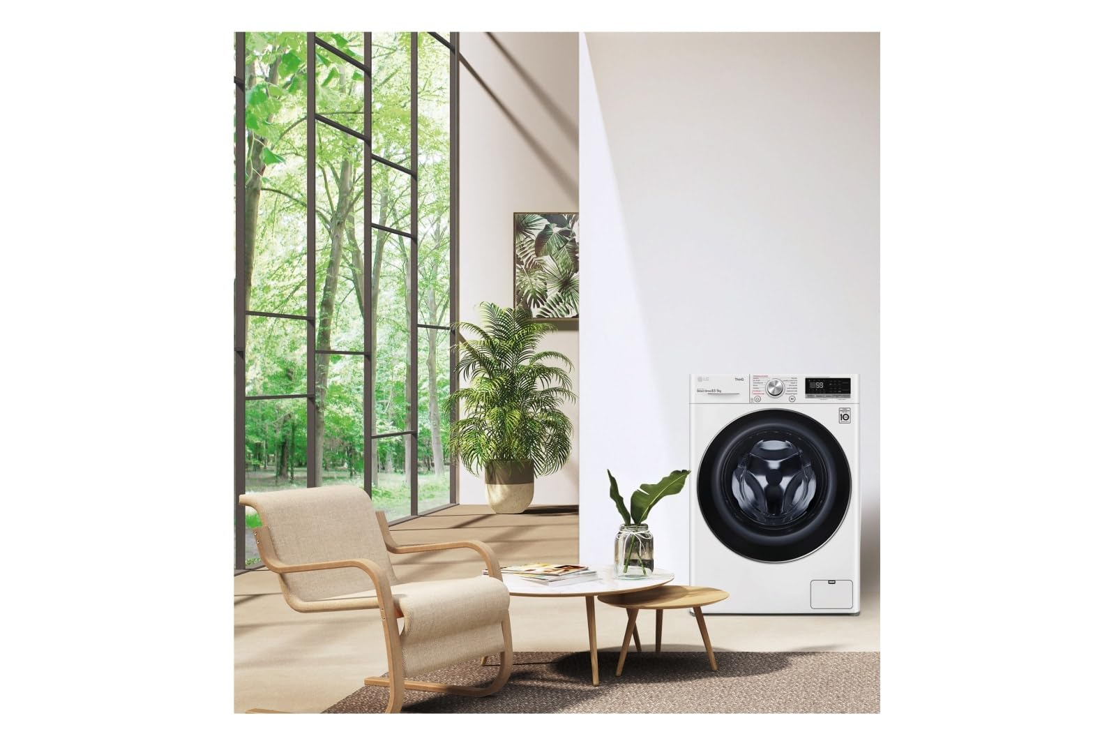 LG F2DV5S85S2W Lavadora secadora, Carga frontal, 1400RPM, Inteligencia artificial, Blanco, 8.5/5 kg