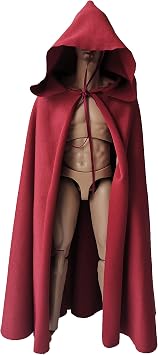 SSbeauty M 16 Scale Medieval Knights Soldier Cloak Gown Hooded Cape for 12" Female Male Body Action Figure Dark red, 1/6
