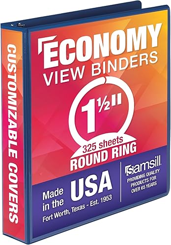 Vista 259 de Samsill (MP128587) - Carpeta de 3 anillos redondos de 3 pulgadas, fabricada en los EE. UU., con cubierta transparente personalizable para insertos