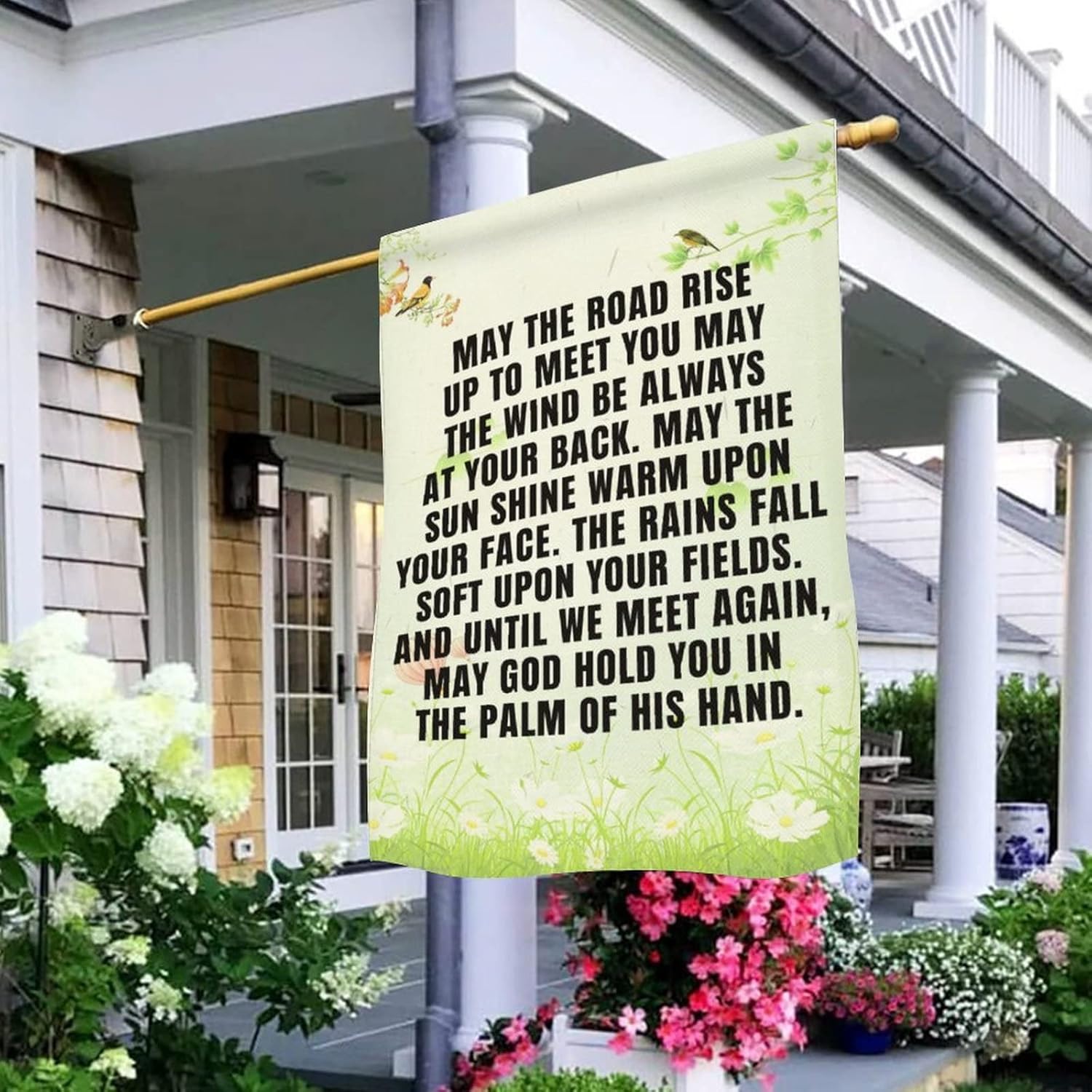 Rustic Farmhouse Garden Flag 28×40 Inch Double Sided May The Road Rise Up to Meet You, Irish Blessing Welcome Flag for Outside Yard Decorations Seasonal Banners