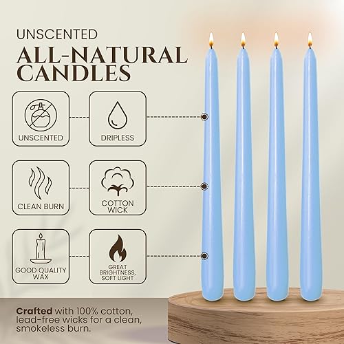 Miniatura 24 de Axiom Candles Velas altas sin goteo de 10 pulgadas sin perfume y sin humo, 9 horas de tiempo de combustión, velas cónicas para el hogar, cenas