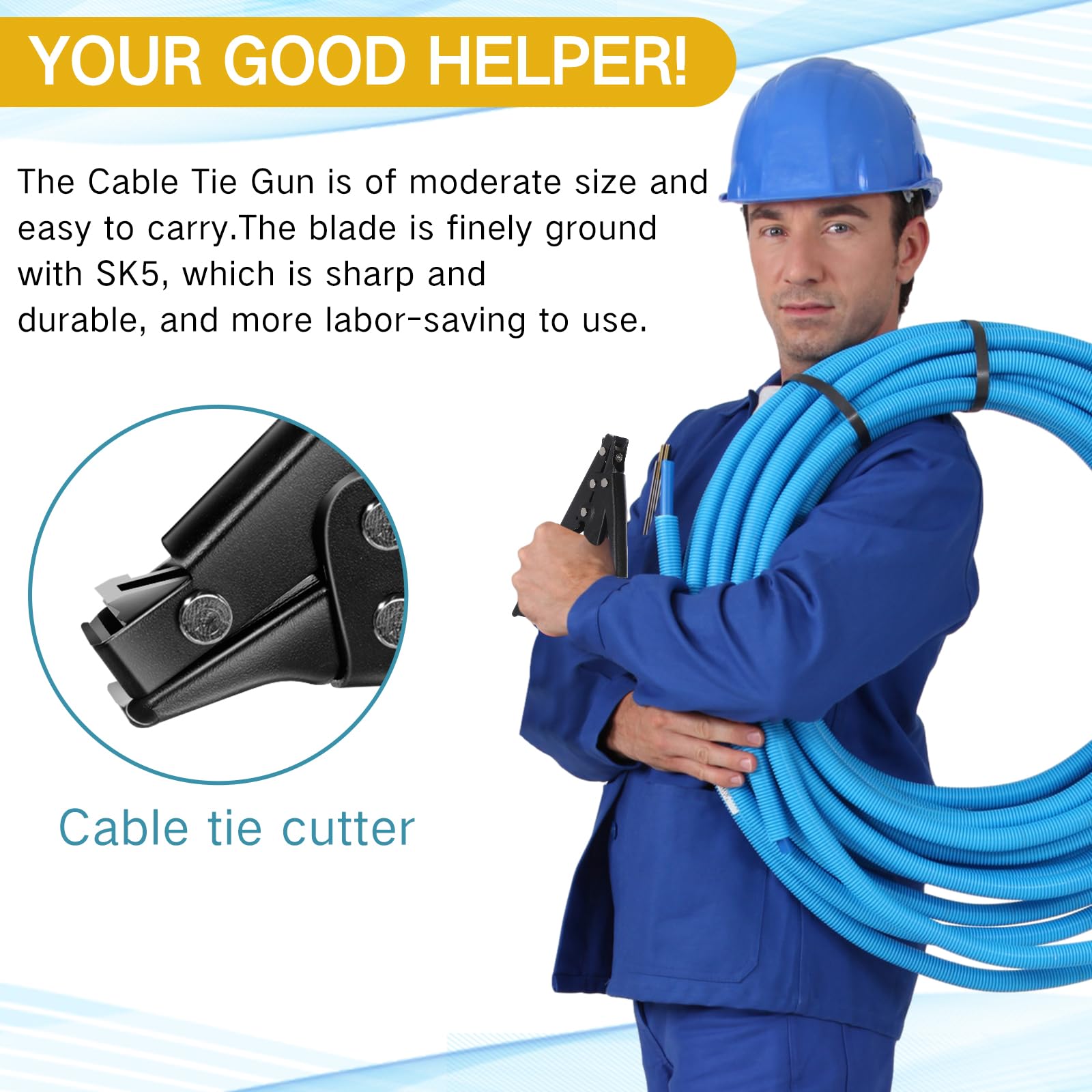 Shappy 4 herramientas de amarre de cremallera y herramienta cortadora de cables tensores para cortar 7.67 pulgadas para plástico o nailon de ancho de 0.09 a 0.35 pulgadas