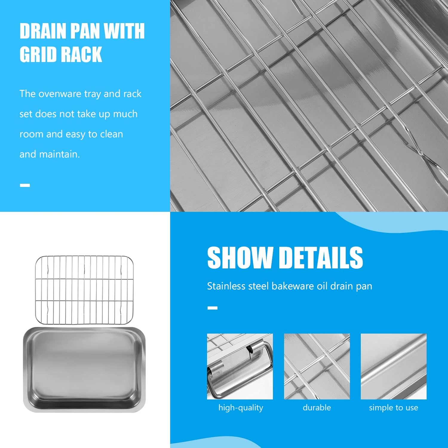 Hemoton Ovenware Tray Rack Metal Baking Sheet Kit Rectangular Cooking Trays for Oven