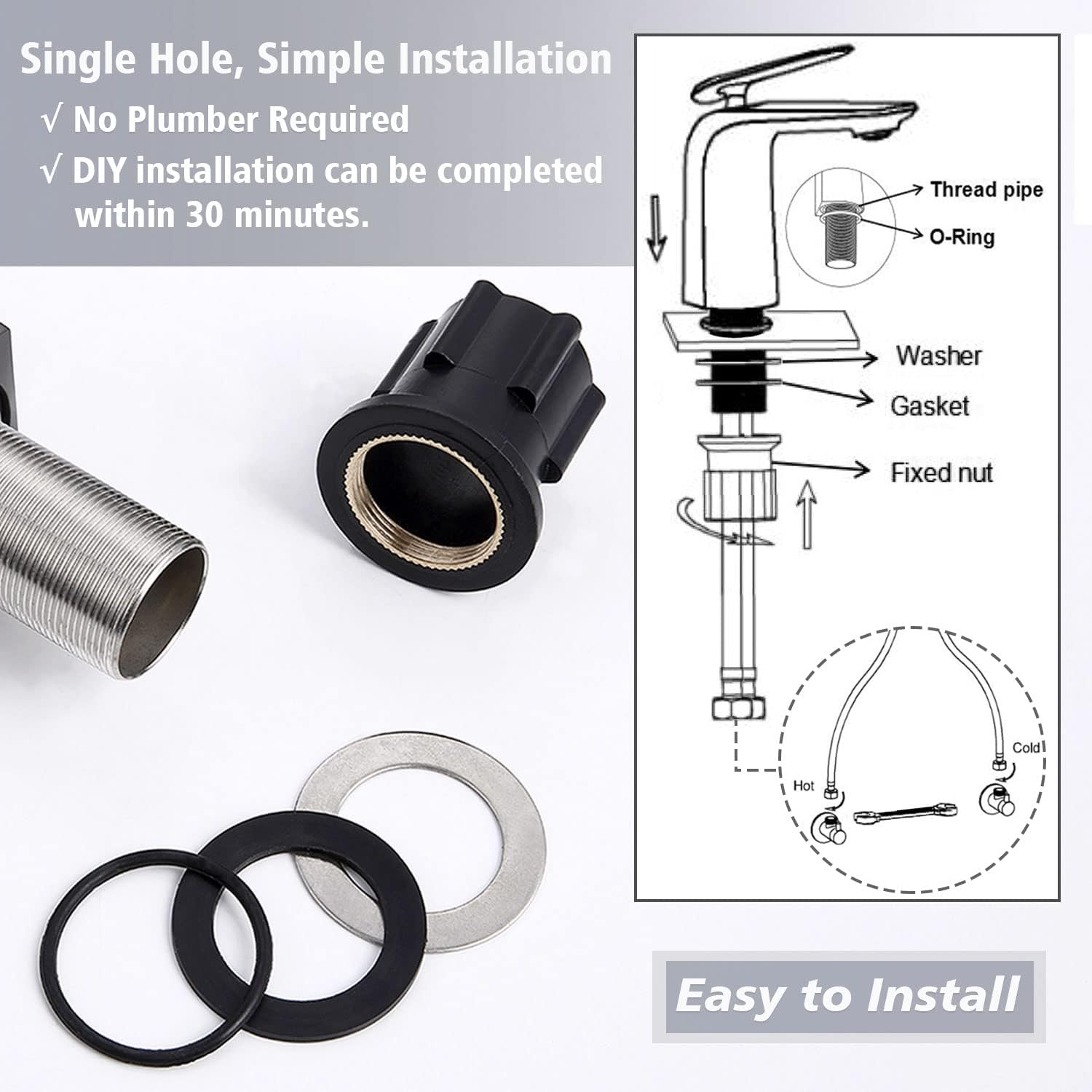 TOCALOCA Tall Vessel Sink Faucet, Premium Brass Mixer Tap Brushed Nickel Single Handle Vanity Faucet 1 Hole, Modern Commercial Anti-Fingerprints - Image 5