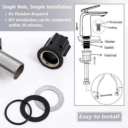 Miniatura 5 de Grifo de baño de 1 mango, grifo de fregadero de níquel cepillado, grifo de fregadero de baño de un agujero, grifo mezclador de lavabo moderno, grifo