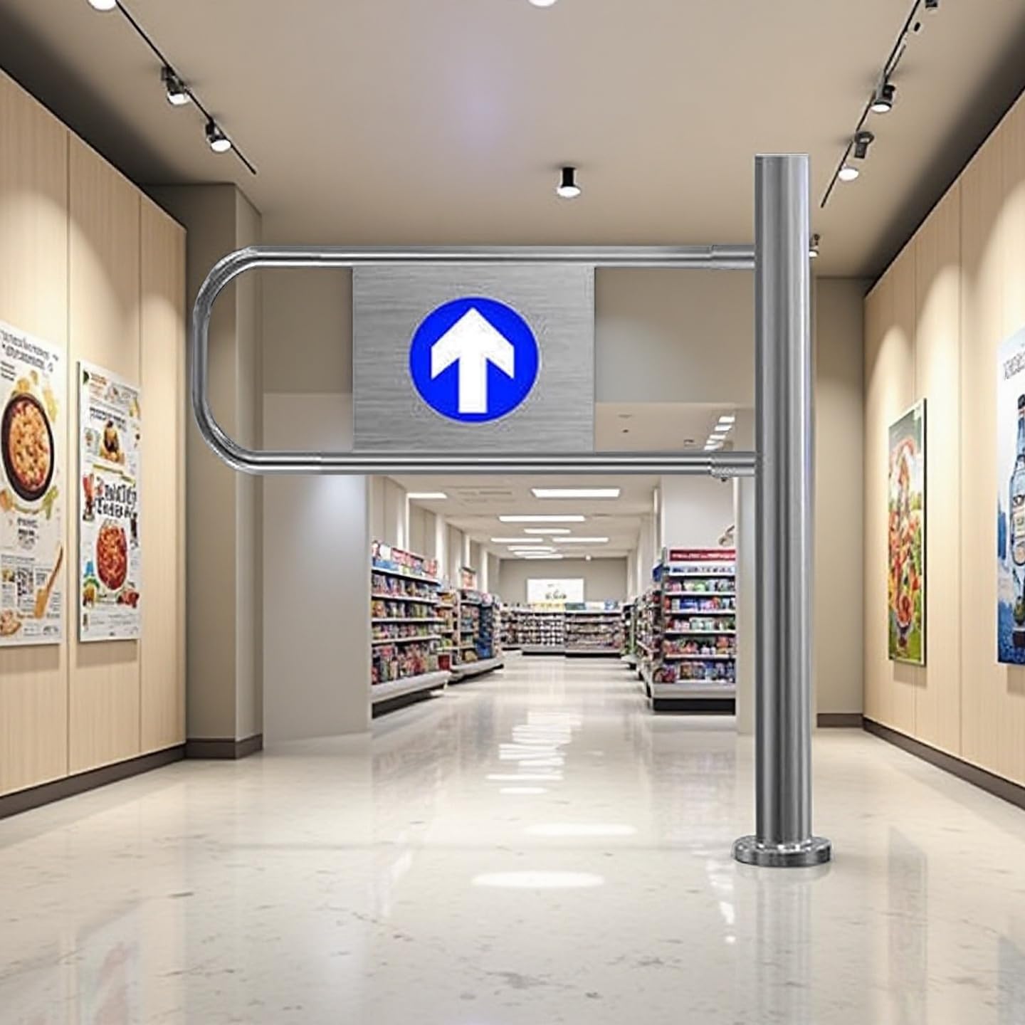 Puerta batiente Resistente con Resorte, Barrera metálica con Apertura de 90° para supermercados, bibliotecas y Tiendas de artículos para el hogar. Dispositivo de Cierre left-100 * 100cm