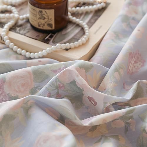 Miniatura 169 de Juego de funda de edredón floral tamaño individual, de algodón suave, 3 piezas, transpirable, con estampado de flores, estilo Shabby Chic, para B