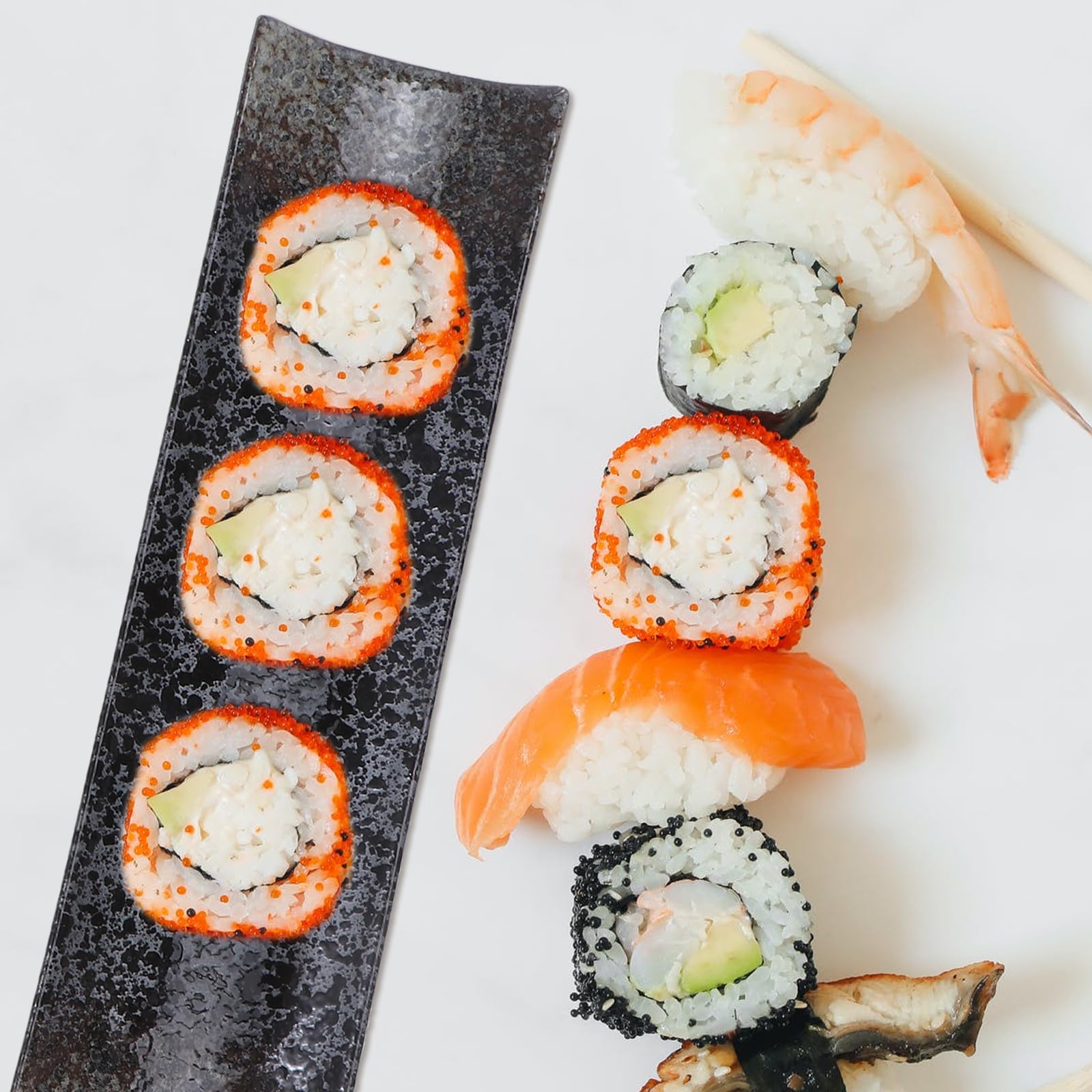 Lot de 3 Assiettes Rectangulaires Japonaises en Céramique Design Attrayant pour Service et Rangement de Sushi, pour Hôtels et Fêtes Spéciales Style Aléatoire